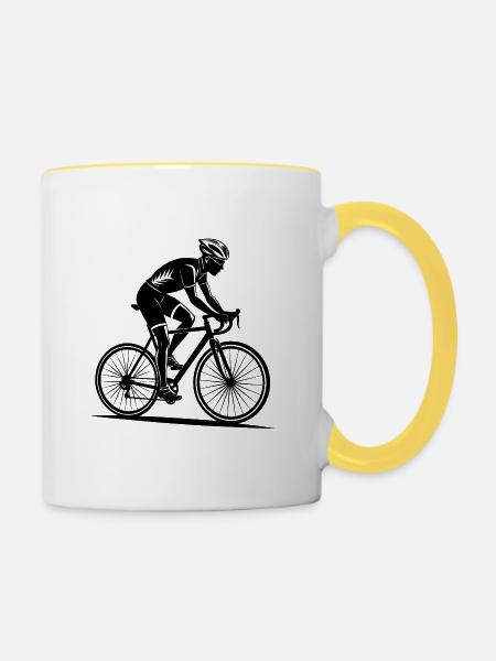 Radradrennen - Tasse zweifarbig - Weiß/Gelb