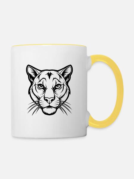 Cougar Head - Tasse zweifarbig - Weiß/Gelb