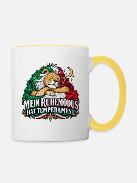 Mein Ruhemodus hat Temperament - Tasse zweifarbig - Weiß/Gelb