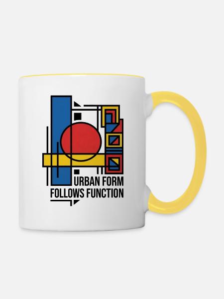 Stadtform folgt Funktion - Tasse zweifarbig - Weiß/Gelb