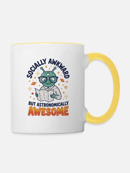 Pace Nerd Sozial unbeholfen großartig - Tasse zweifarbig - Weiß/Gelb