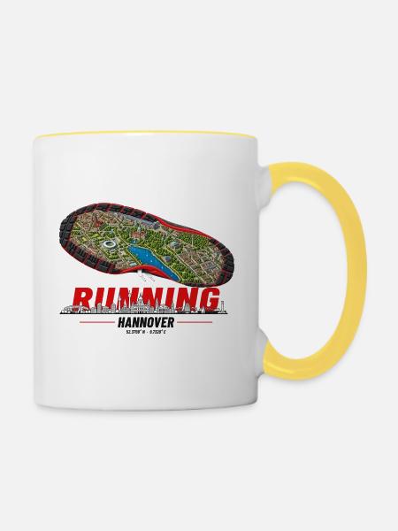 Running Hannover Laufschuh Stadtkarte - hell - Tasse zweifarbig - Weiß/Gelb
