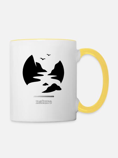 Natur Silhouetten im Mondlicht - Tasse zweifarbig - Weiß/Gelb