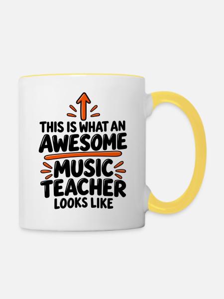 Musiklehrer-Wertschätzungsgeschenk - Tasse zweifarbig - Weiß/Gelb