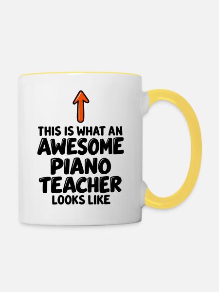 Klavierlehrer-Wertschätzungsgeschenk - Tasse zweifarbig - Weiß/Gelb