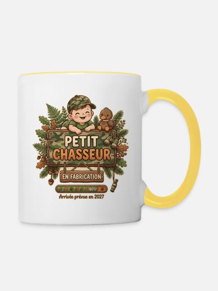 Kleiner Jäger - Tasse zweifarbig - Weiß/Gelb