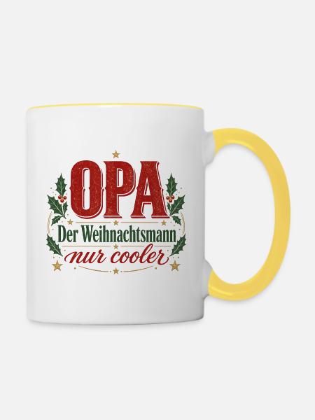 Opa Weihnachtsmann - Tasse zweifarbig - Weiß/Gelb