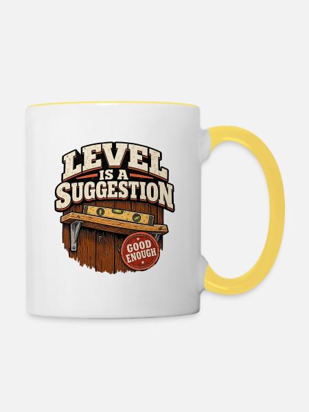 Level ist ein Vorschlag - Tasse zweifarbig - Weiß/Gelb