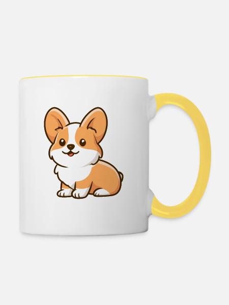 Corgi - Tasse zweifarbig - Weiß/Gelb