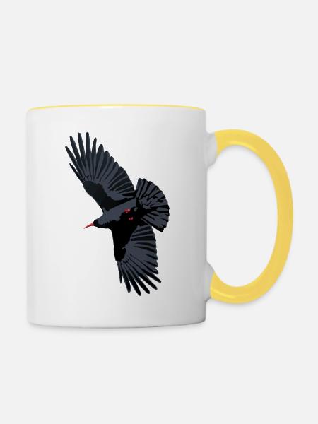Rotschnabel-Chough-Flug - Tasse zweifarbig - Weiß/Gelb