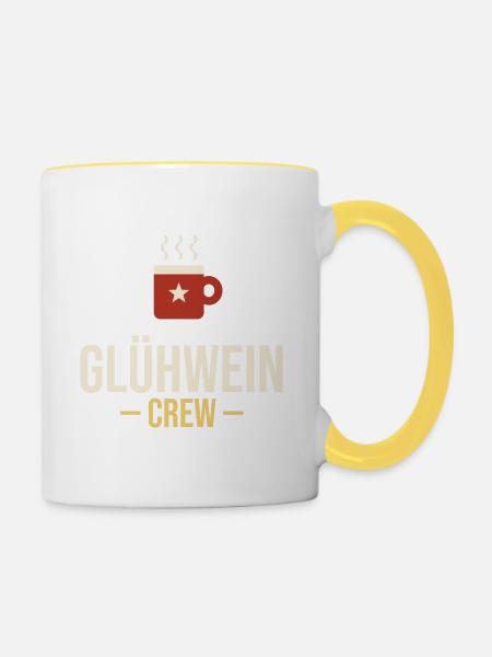 Glühwein-Crew – Weihnachtsmarkt Gruppenshirt - Tasse zweifarbig - Weiß/Gelb