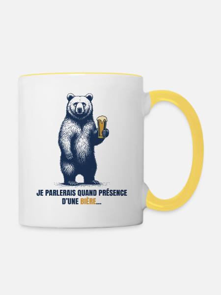 Humor Beer Bear - Tasse zweifarbig - Weiß/Gelb