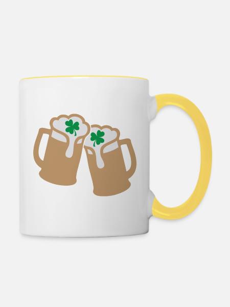 Klirrende Kleeblattbecher - Tasse zweifarbig - Weiß/Gelb
