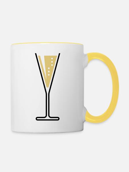 Sektglas (Sekt / Trichter / Offen / 2C) - Tasse zweifarbig - Weiß/Gelb
