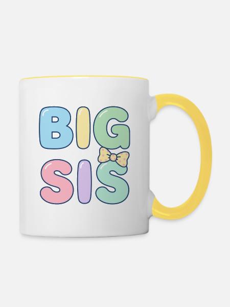 große Schwester - Tasse zweifarbig - Weiß/Gelb