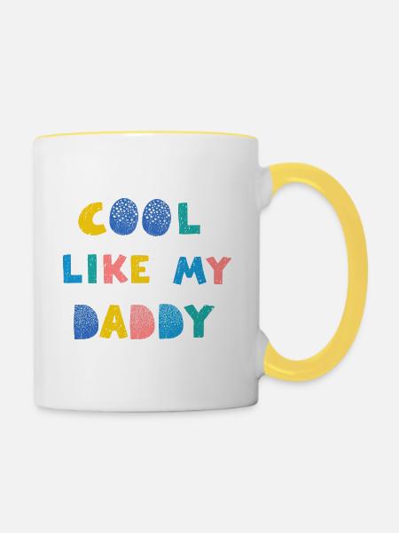 Cool wie mein Papa - Tasse zweifarbig - Weiß/Gelb