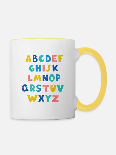 Lebendiges Alphabet - Tasse zweifarbig - Weiß/Gelb