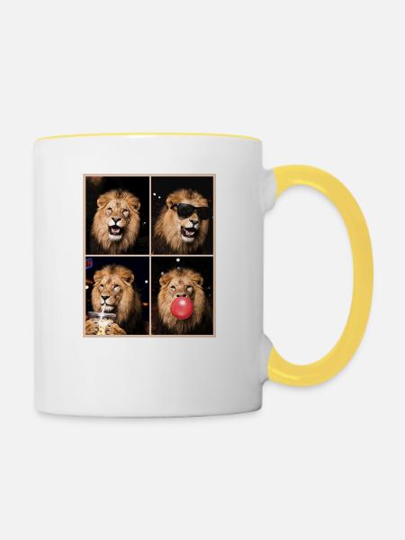 Löwen Löwe - Tasse zweifarbig - Weiß/Gelb