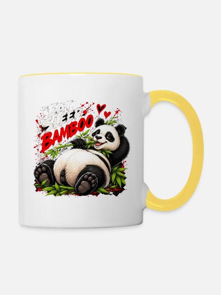 Eat Sleep Bamboo Panda - Tasse zweifarbig - Weiß/Gelb