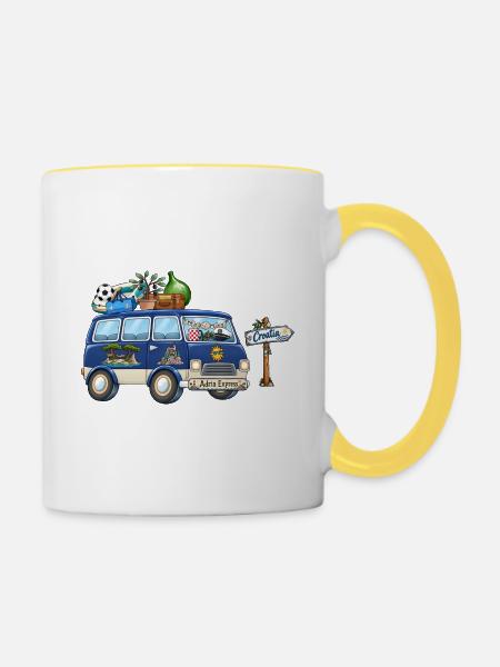 Kroatien Camper Wohnmobil - Tasse zweifarbig - Weiß/Gelb