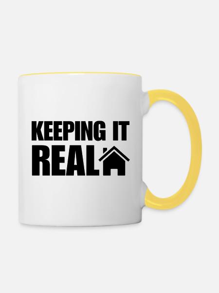 Lustiges Maklergeschenk - Tasse zweifarbig - Weiß/Gelb