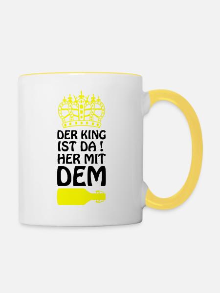 Königliche Silhouette Bier - Tasse zweifarbig - Weiß/Gelb