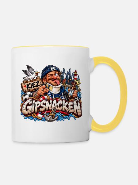 Gipsnacken Kiez - Tasse zweifarbig - Weiß/Gelb