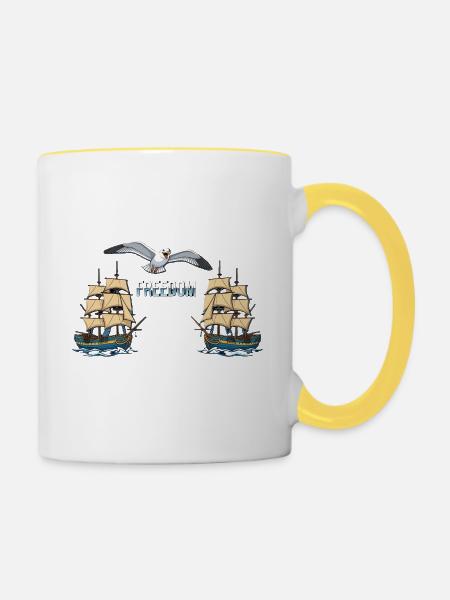 Freiheit - Tasse zweifarbig - Weiß/Gelb