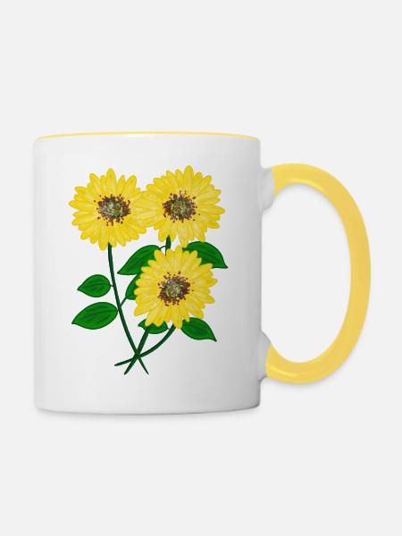 Sonnenblumen - Tasse zweifarbig - Weiß/Gelb