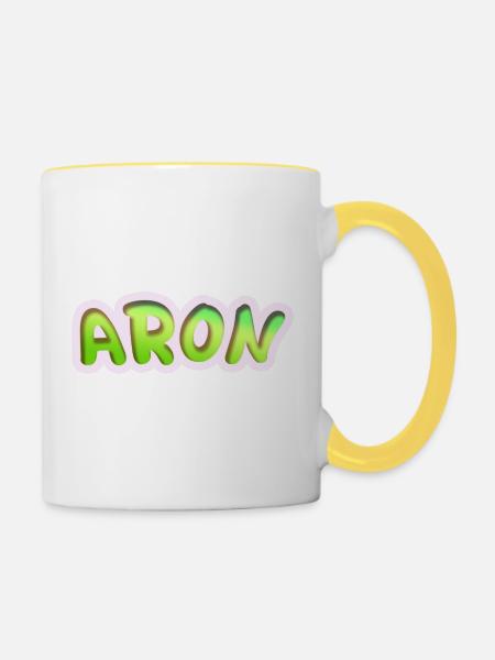 Geschenk für Aron - Tasse zweifarbig - Weiß/Gelb