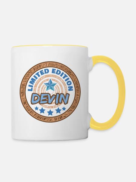 Geschenk für Devin - Tasse zweifarbig - Weiß/Gelb