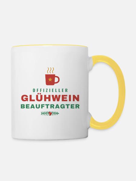 Offizieller Glühwein-Beauftragter Weihnachten - Tasse zweifarbig - Weiß/Gelb