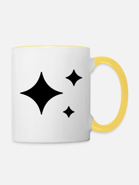 Funkelnde Sterne - Glitzer - Tasse zweifarbig - Weiß/Gelb