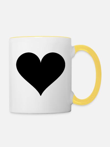 Herz - schlicht - Tasse zweifarbig - Weiß/Gelb