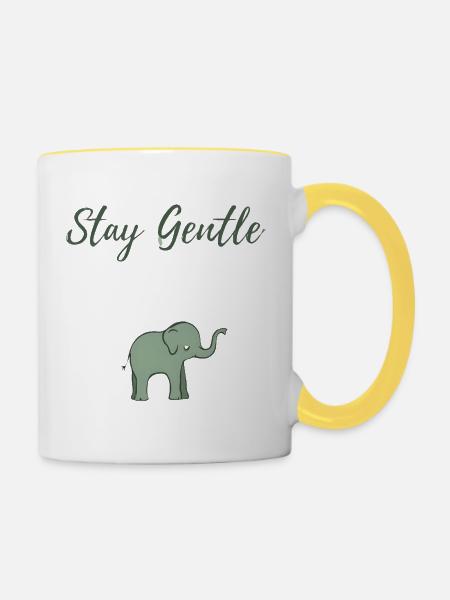 Elefant Sanftheit Design - Tasse zweifarbig - Weiß/Gelb