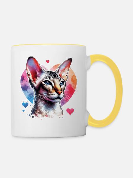 Orientalisch Kurzhaar - Tasse zweifarbig - Weiß/Gelb