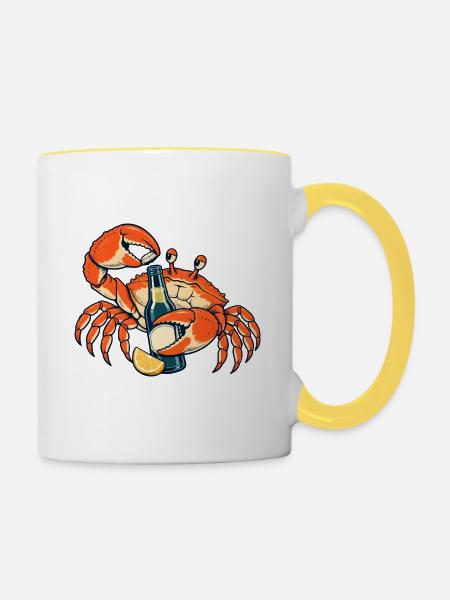 Käpt’n Krabbe mit Limonade - Tasse zweifarbig - Weiß/Gelb