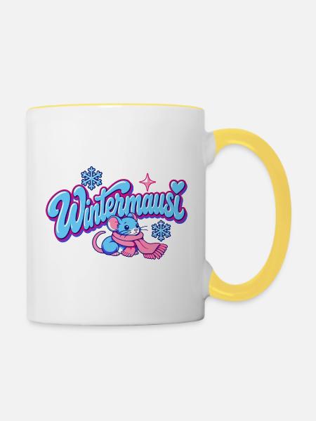 Wintermausi Y2K - Tasse zweifarbig - Weiß/Gelb