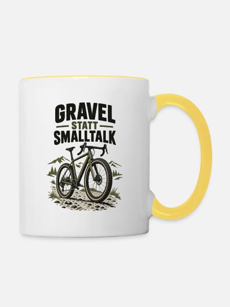 Gravel statt Smalltalk - Tasse zweifarbig - Weiß/Gelb