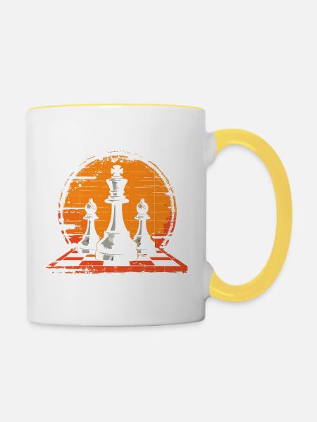 Schachfiguren Porträt - Tasse zweifarbig - Weiß/Gelb