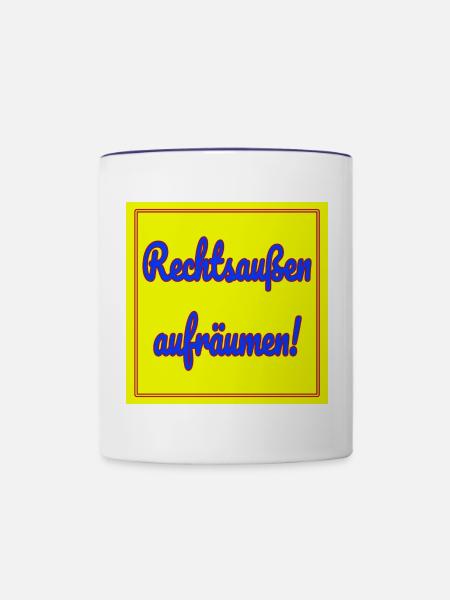 Rechtsaußen aufräumen! - Tasse zweifarbig - Weiß/Kobaltblau