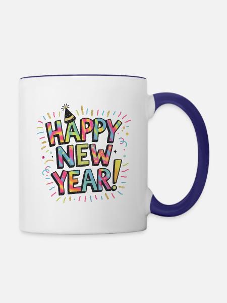 Alles Gute zum neuen Jahr - Tasse zweifarbig - Weiß/Kobaltblau
