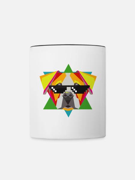 Selbstbewusste Bulldogge Sonnenbrille - Tasse zweifarbig - Weiß/Schwarz