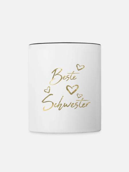 Beste Schwester - Tasse zweifarbig - Weiß/Schwarz