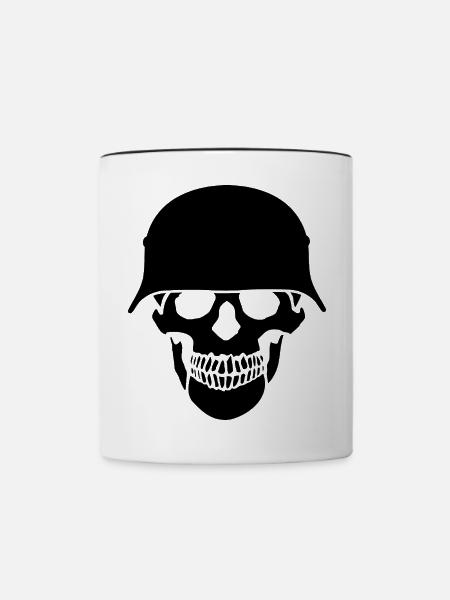 Schädelhelm / Schädelperlen - Tasse zweifarbig - Weiß/Schwarz