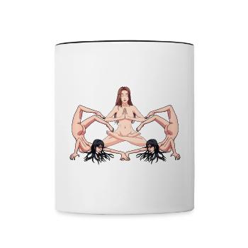 Yoga Erotik nackte Frauen nackt Yoga Yogi - Tasse zweifarbig - Weiß/Schwarz - Vorne