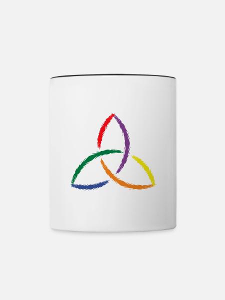 Keltisches Symbol Triquetra Regenbogen - Tasse zweifarbig - Weiß/Schwarz
