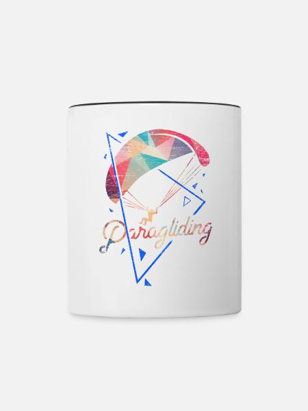 Geometrischer Gleitschirm Höhenflug - Tasse zweifarbig - Weiß/Schwarz