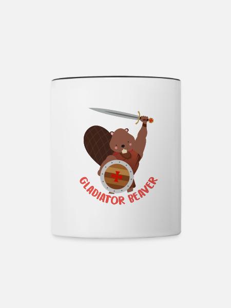 Tapferer Biber Kreuzritterhelm - Tasse zweifarbig - Weiß/Schwarz