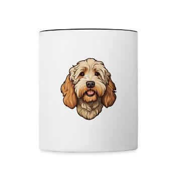 Labradoodle Hunderasse Cartoon Kawaii Illustration - Tasse zweifarbig - Weiß/Schwarz - Vorne